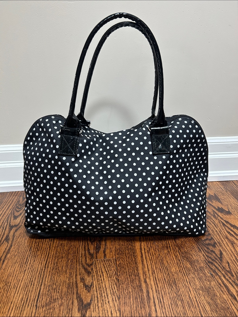 Black Polka Dot Satchel Handbag